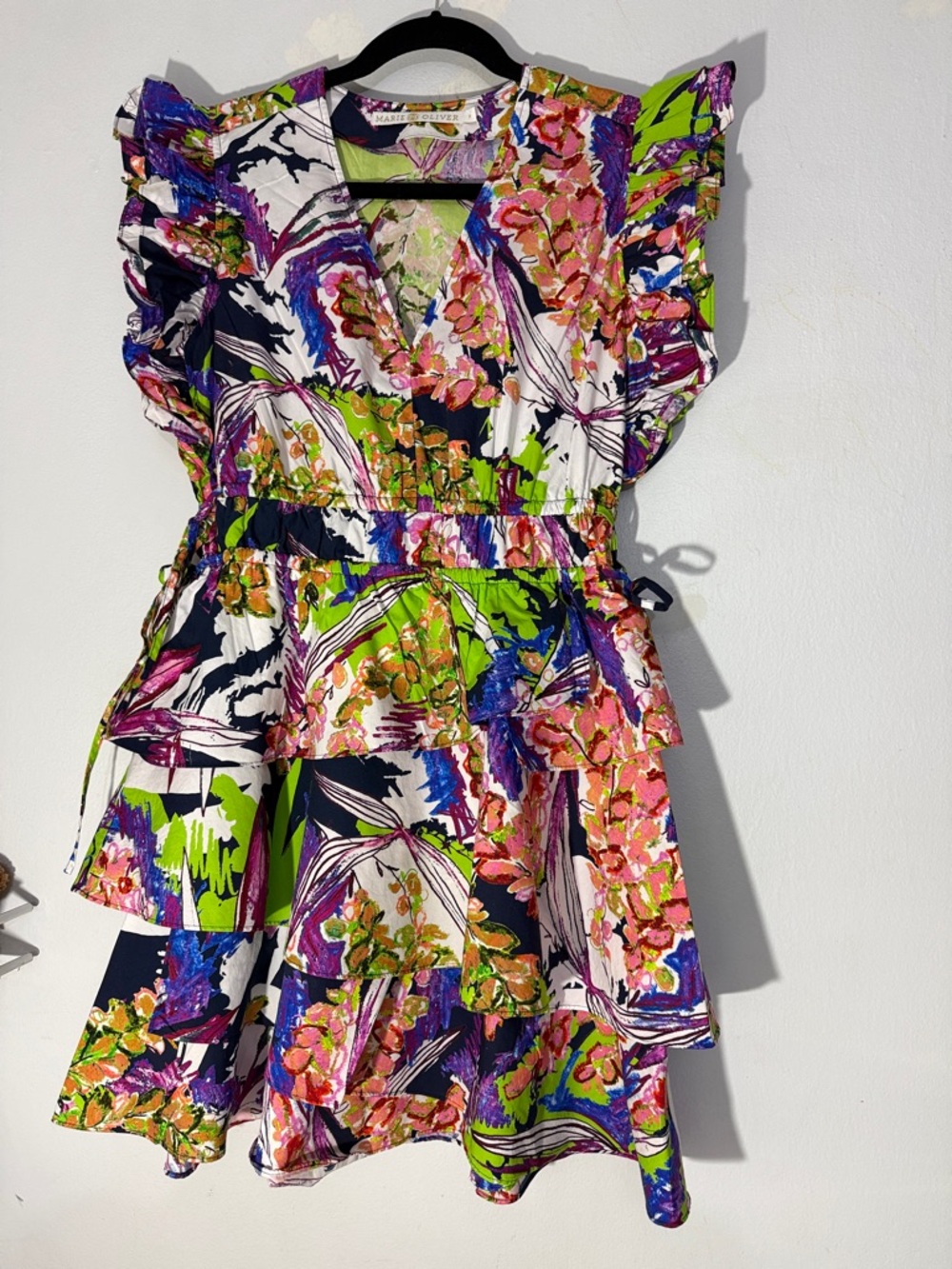 Marie Oliver Multi-Color Floral Ruffle Mini Dress small - Picture 5 of 9